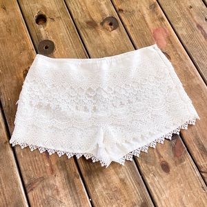 ~Xtaren~ white layered lace shorts zip up the side